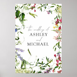 Moderne Sommer-Wildblume Kalligrafie Hochzeit Poster