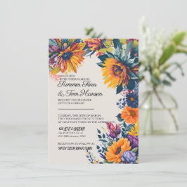 Moderne Sommerblumenhochzeit Einladungskarte