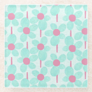 Moderne Sommerliche Pastell Blumen Outdoor Glasuntersetzer