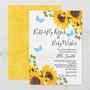 Moderne Sonnenblume Butterfly Baby Dusche Einladun Einladung