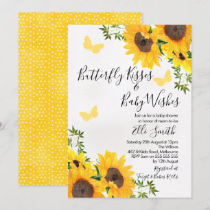 Moderne Sonnenblume Butterfly Baby Dusche Einladun Einladung