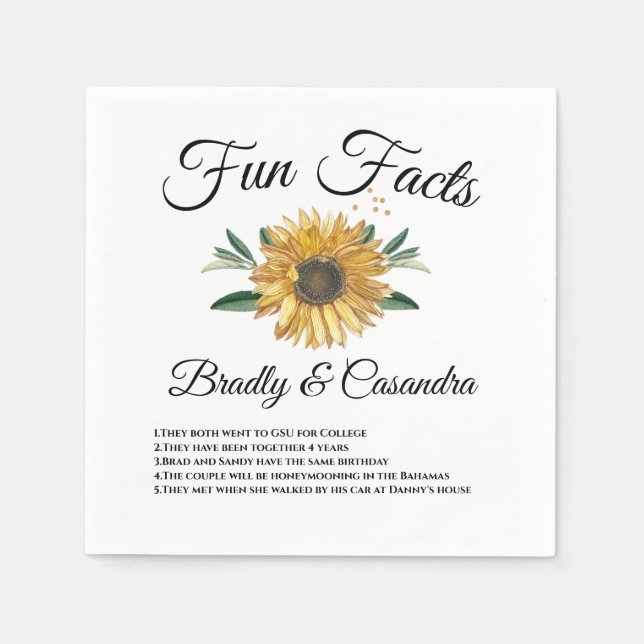 Moderne Sonnenblume Chic Typografy Wedding Fun Fak Serviette (Vorderseite)
