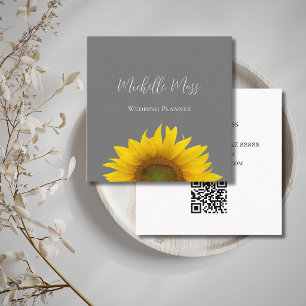Moderne Sonnenblume QR-Code Elegant Gray Quadratische Visitenkarte
