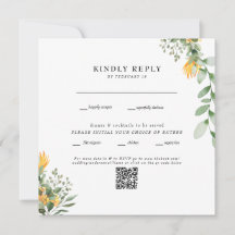 Moderne Sonnenblume Weißer Quadrat Hochzeit QR-Cod
