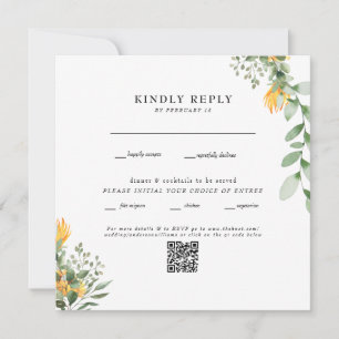 Moderne Sonnenblume Weißer Quadrat Hochzeit QR-Cod