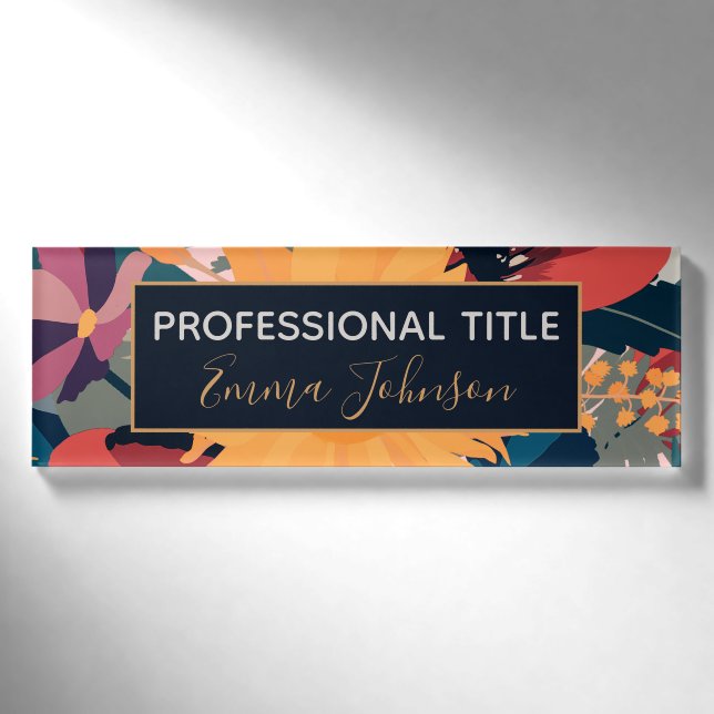 Moderne Sonnenblumen Blumenfarben Design Namenschild (Vorderseite)