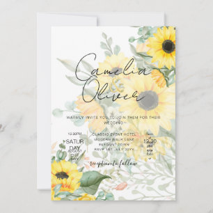 Moderne Sonnenblumen Foto Hochzeit Einladung