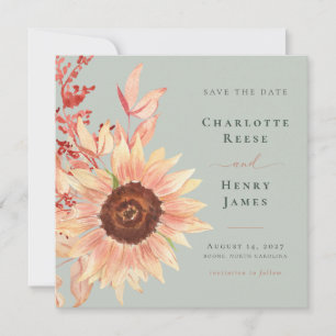 Moderne Sonnenblumen-Garten-Blumenhochzeit Save The Date