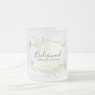 Moderne Sonnenblumen Grüne Sage Gold Hochzeit Mattglastasse