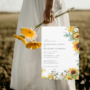 Moderne Sonnenblumen Hochzeit ohne Eltern Einladung