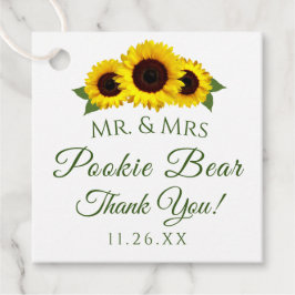Moderne Sonnenblumen Hochzeitgäste Geschenkanhänger