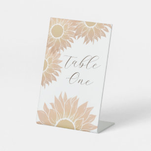 Moderne Sonnenblumen-Hochzeitsszenario-Tischnummer Sockelschild