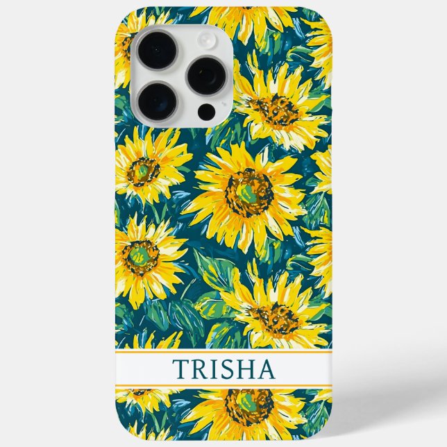 Moderne Sonnenblumen Monogramm Case-Mate iPhone Hü Hülle (Rückseite)