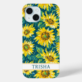 Moderne Sonnenblumen Monogramm Case-Mate iPhone Hülle