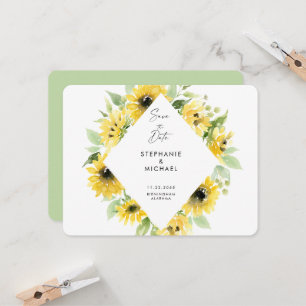 Moderne Sonnenblumen Sprühregen Hochzeit Save the 