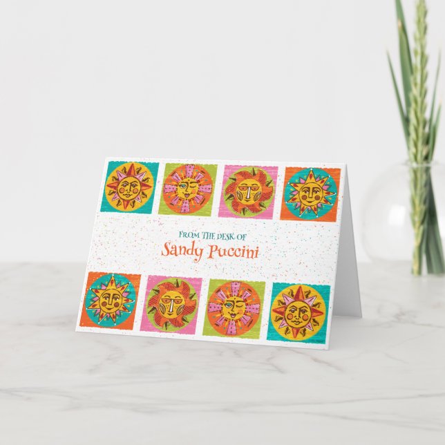 Moderne Sonnenkarte Mitte des Jahrhunderts Dankeskarte (Vorderseite)