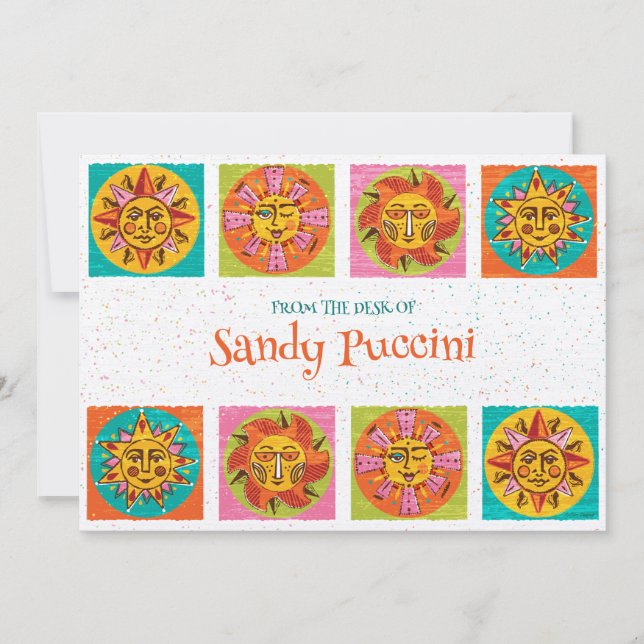 Moderne Sonnenkarte Mitte des Jahrhunderts Dankeskarte (Vorderseite)