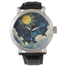 Moderne Sonnenstrahlen und blaue Wolken Armbanduhr