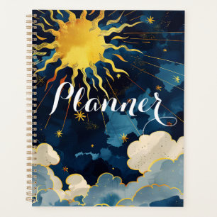 Moderne Sonnenstrahlen und blaue Wolken Planer