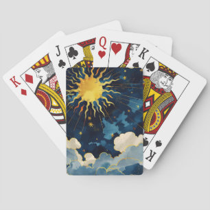 Moderne Sonnenstrahlen und blaue Wolken Spielkarten