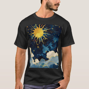 Moderne Sonnenstrahlen und blaue Wolken T-Shirt