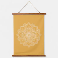 Moderne, sonngelbe geometrische Mandala-Leinwand