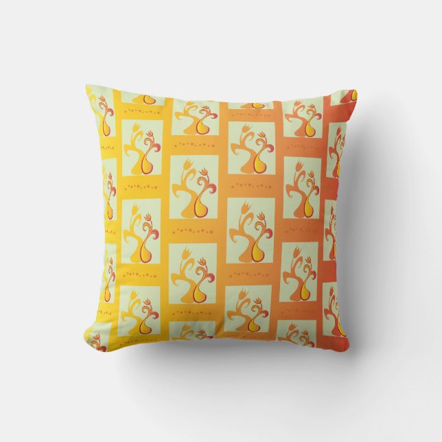 Moderne, sonnige gelbe Tulip Couple Illustration Kissen (Vorderseite)