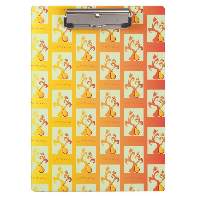 Moderne, sonnige gelbe Tulip Couple Illustration Klemmbrett (Vorderseite)