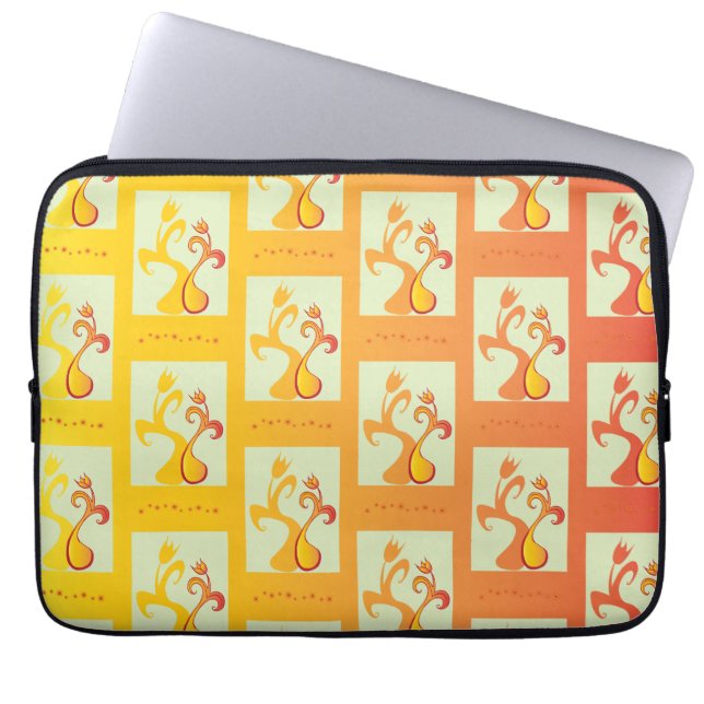 Moderne, sonnige gelbe Tulip Couple Illustration Laptopschutzhülle (Vorderseite)
