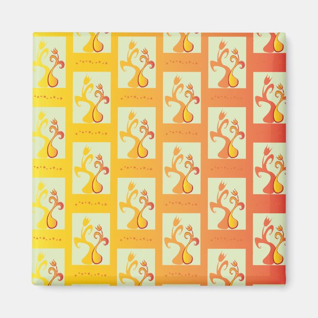 Moderne, sonnige gelbe Tulip Couple Illustration Magnet (Vorne)