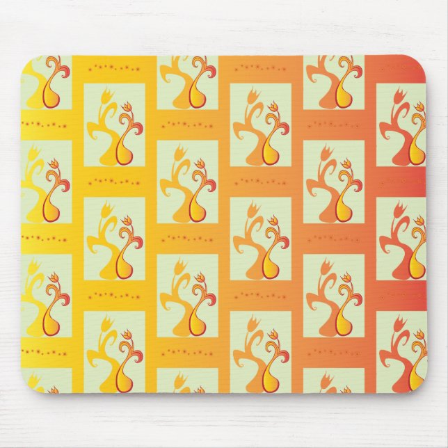 Moderne, sonnige gelbe Tulip Couple Illustration Mousepad (Vorne)