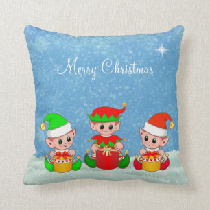 Moderne, sonnige Niedliche Weihnachtself-Buddies Kissen