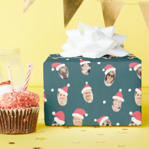 Moderne, sonnige Weihnachtsmannmützen Neun Fotos Geschenkpapier
