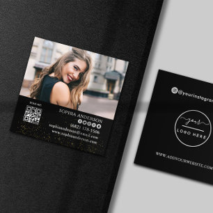 Moderne soziale Medien fügen Ihr Logo Foto QR Cod Quadratische Visitenkarte