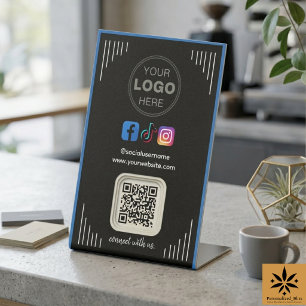 Moderne soziale Medien Instagram Facebook QR Cod Sockelschild