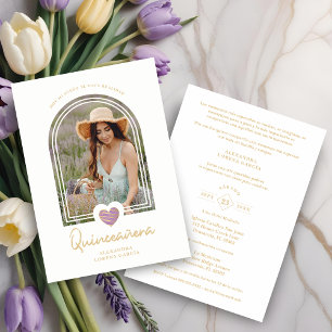 Moderne spanische Bogen-Lavendel-Herz-Quinceañera
