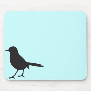 Moderne Spatzenvogel-Silhouette blauer girly Chic Mousepad