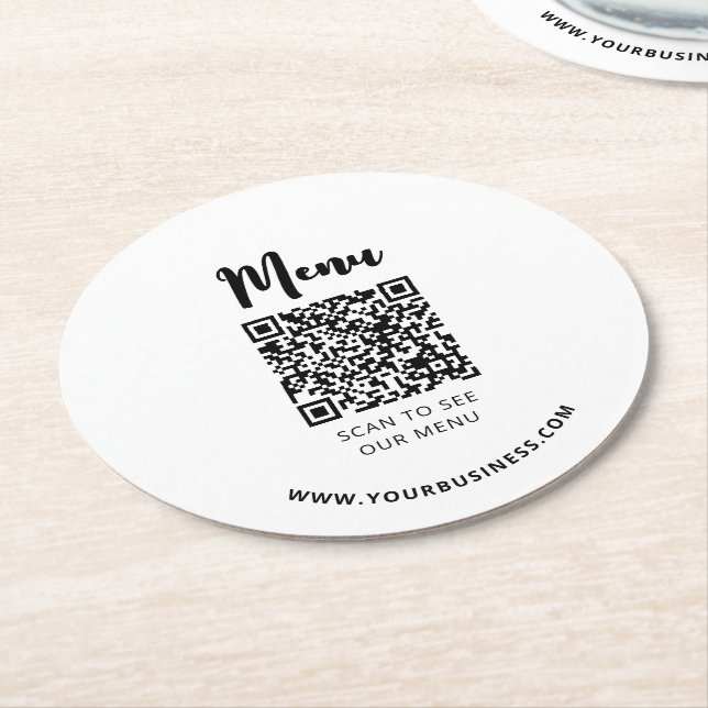 Moderne Speisekarte für Restaurants QR-Code Runder Pappuntersetzer (Angewinkelt)