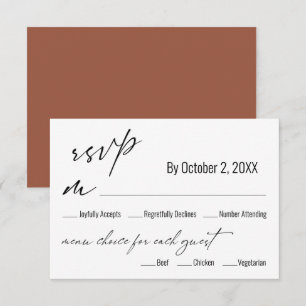 Moderne Speisekarte Terracotta Wedding RSVP Card Karte