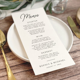 Moderne spielerische Schwarz-weiße Hochzeit Menükarte