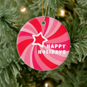 Moderne Spirale FROHE WEIHNACHTEN INDIVIDUELL Rosa Keramik Ornament