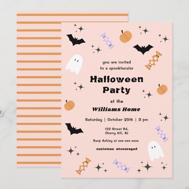 Moderne Spooktacular Halloween-Party Einladung (Vorne/Hinten)