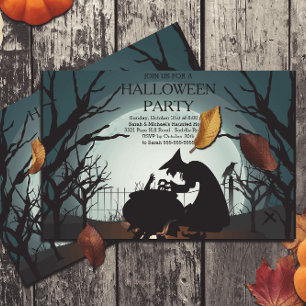 Moderne Spooky Hexe Halloween-Party Einladung