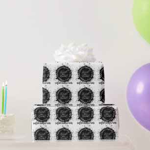 Moderne Spooky Vibes nur Schwarz-Weiß Halloween Geschenkpapier