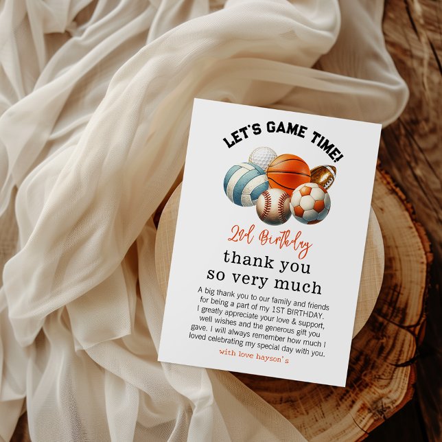 Moderne Sportkids 2. Geburtstag Dankeskarte (Von Creator hochgeladen)