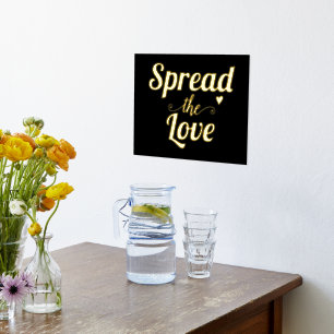 Moderne "Spread the love" Zitat-Typografie schwarz Foliendrucke