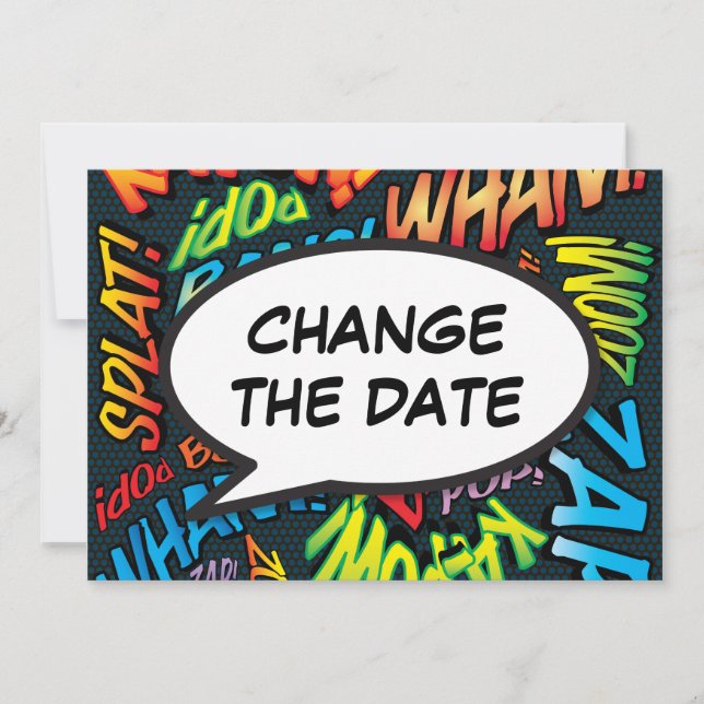 Moderne Sprechblase zum Ändern des Datums Save The Date (Vorderseite)