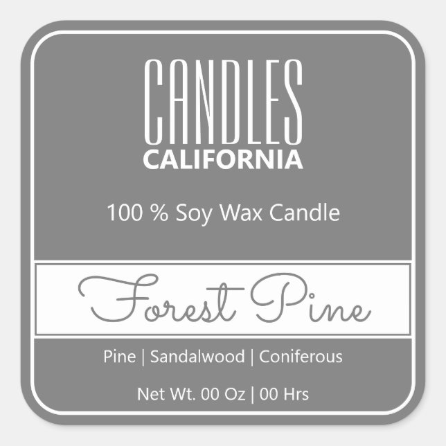 Moderne Square Border Simple Dark Gray Candles Quadratischer Aufkleber (Vorderseite)