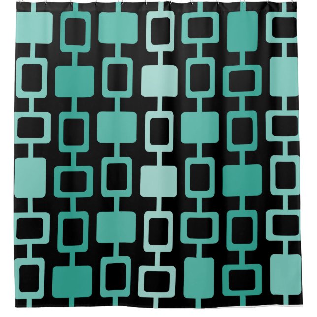 Moderne Square Columns Black Aquamarine Duschvorhang (Vorderseite)