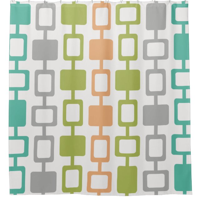 Moderne Square Columns Mitte des Jahrhunderts Duschvorhang (Vorderseite)